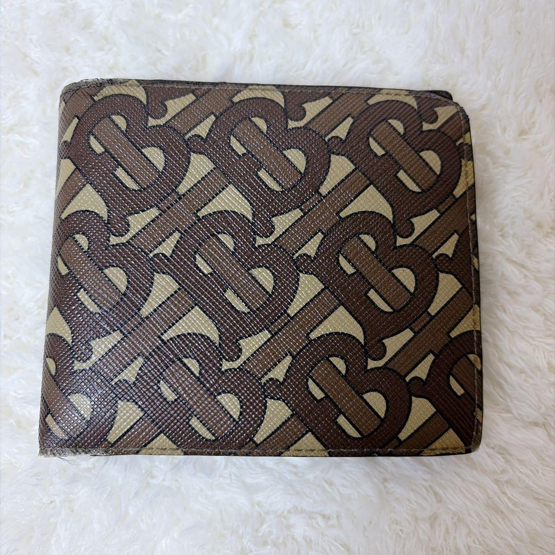 BURBERRY 2つ折り財布 TBロゴ 総柄 レザー PVC ブラウン
