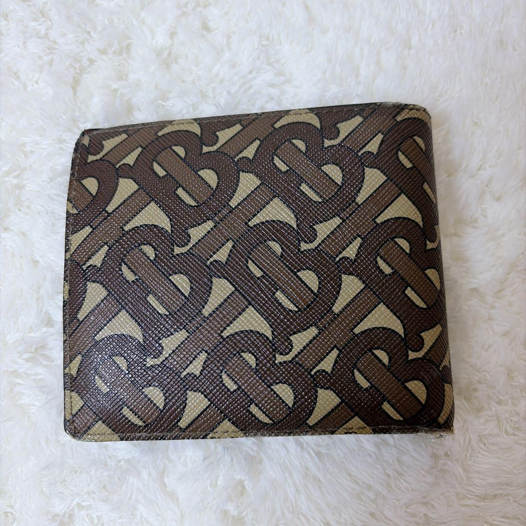 BURBERRY 2つ折り財布 TBロゴ 総柄 レザー PVC ブラウン