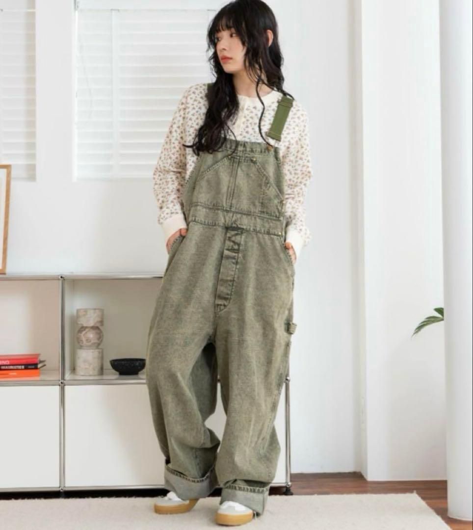 オリーブグリーン サロペット eLur