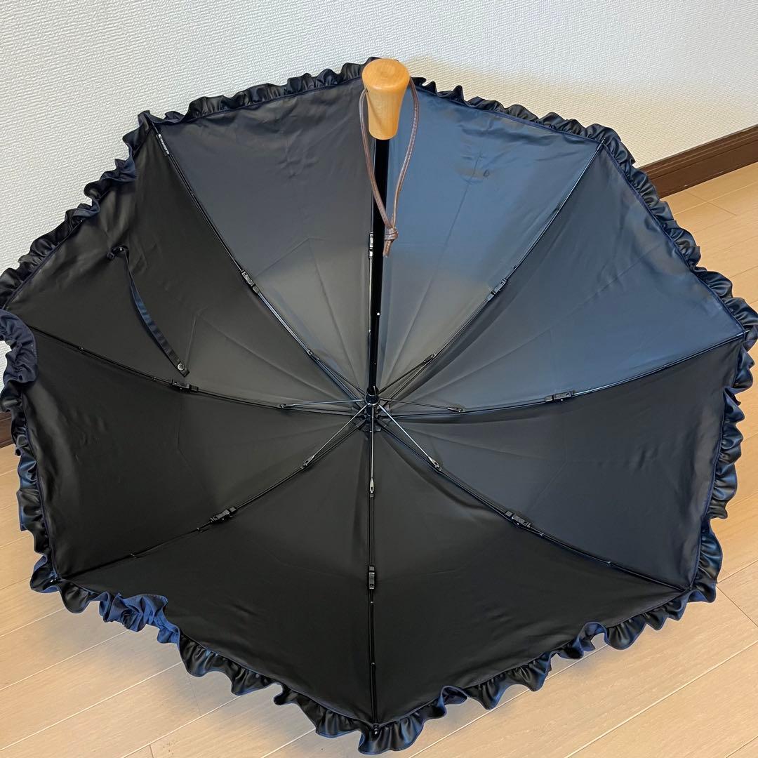 サンバリア100＊折りたたみ日傘 2段折 フリル ネイビー