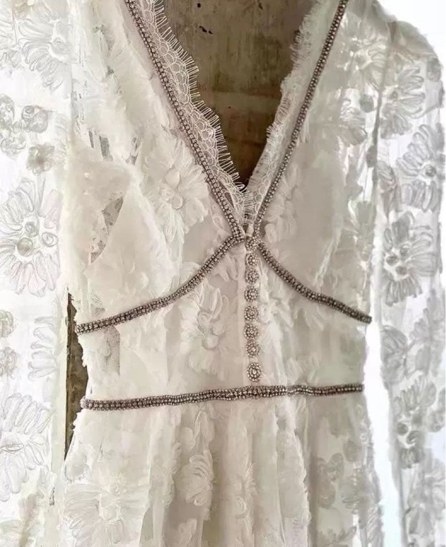 セルフポートレイト　ホワイトレースマキシドレス