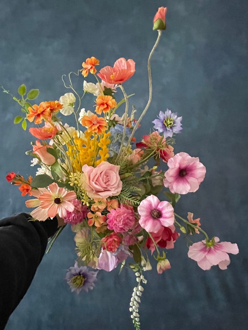 アーティフィシャルフラワー ウェディング ブーケ 造花 カラフル