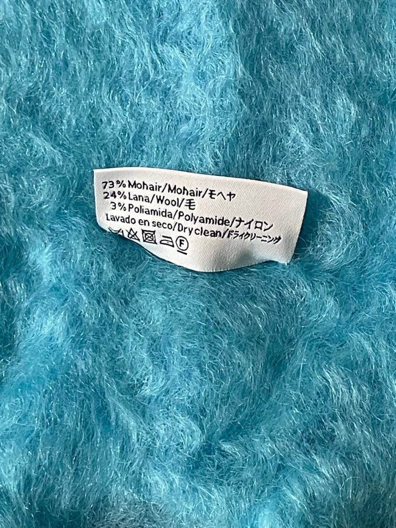【未使用】LOEWE モヘアウールスカーフ アナグラム ターコイズブルー