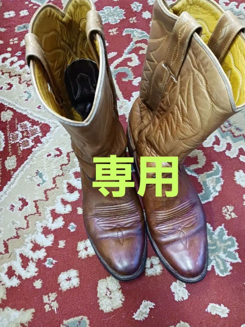 ビンテージ　ブラウンレザーウエスタンブーツ　used 9, 26,5cm