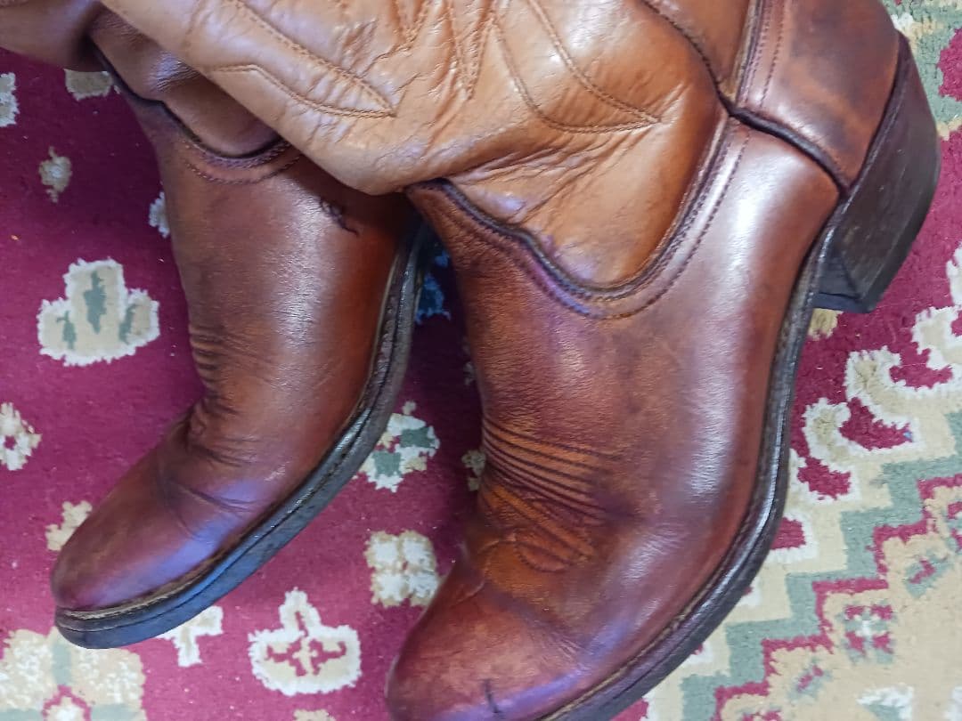 ビンテージ　ブラウンレザーウエスタンブーツ　used 9, 26,5cm
