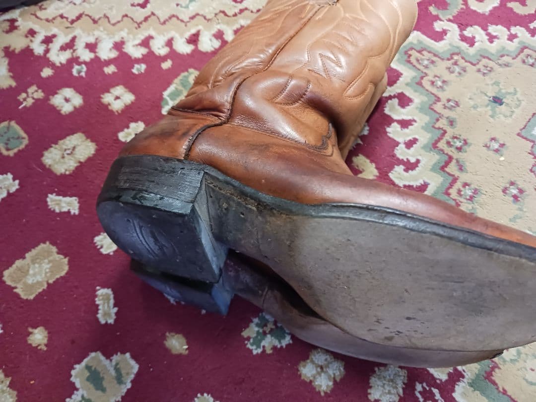 ビンテージ　ブラウンレザーウエスタンブーツ　used 9, 26,5cm