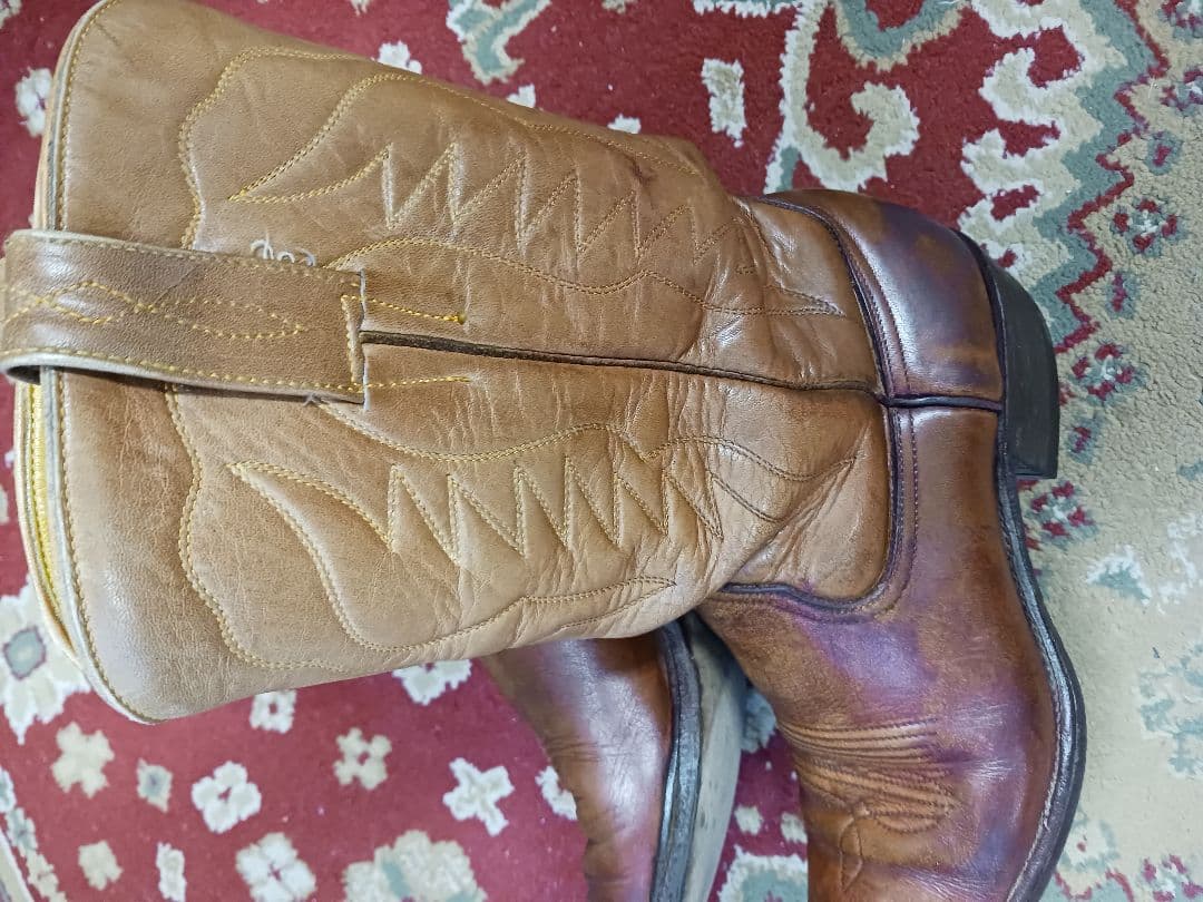 ビンテージ　ブラウンレザーウエスタンブーツ　used 9, 26,5cm