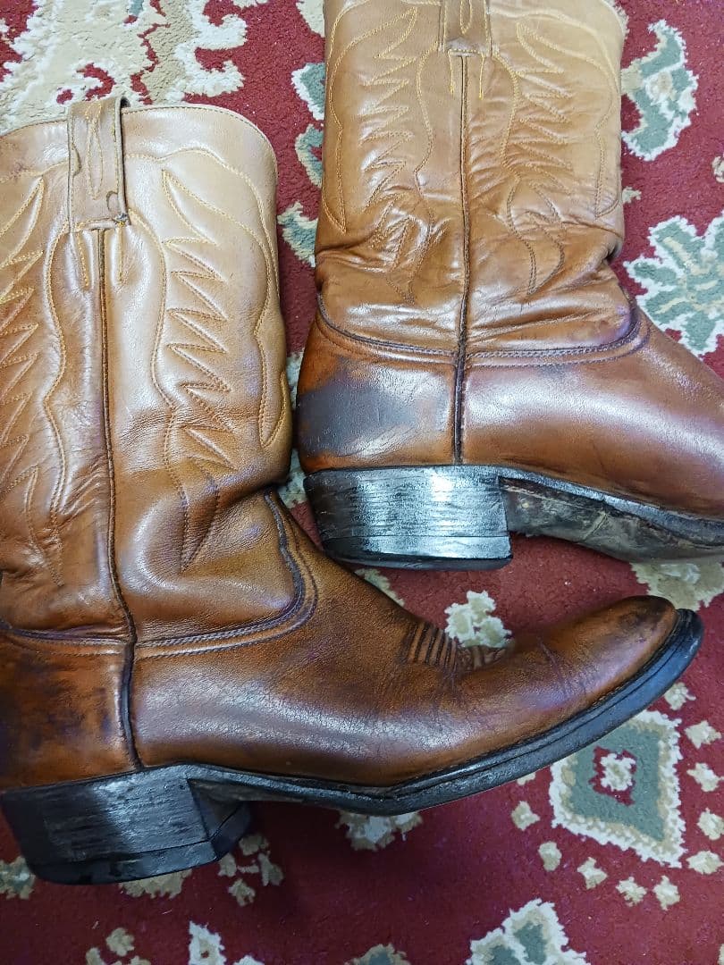 ビンテージ　ブラウンレザーウエスタンブーツ　used 9, 26,5cm