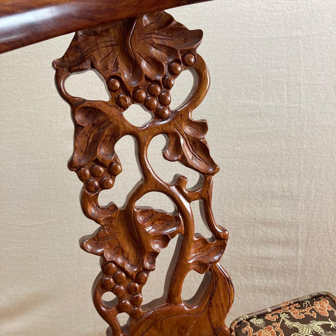 NAHO　唐木家具花梨材無垢材 アー ムチェアー 透かし彫シノワズリ