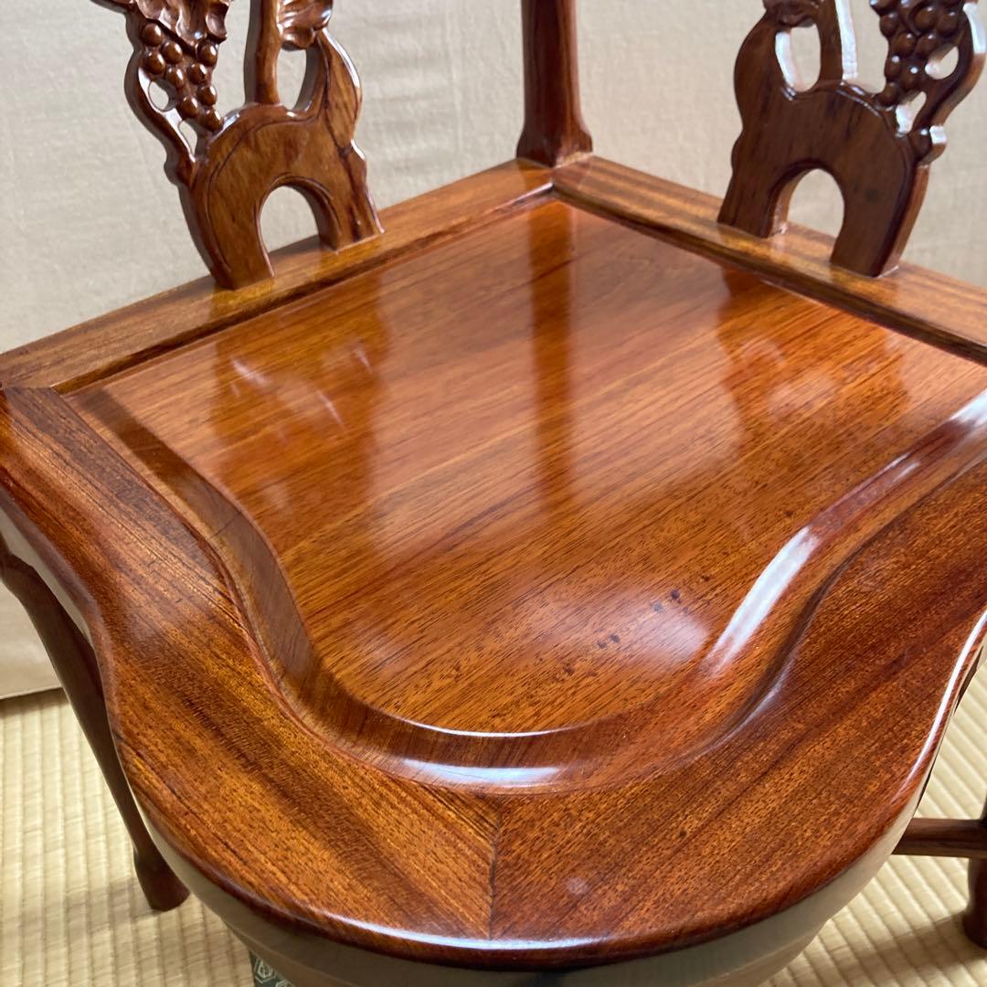 NAHO　唐木家具花梨材無垢材 アー ムチェアー 透かし彫シノワズリ