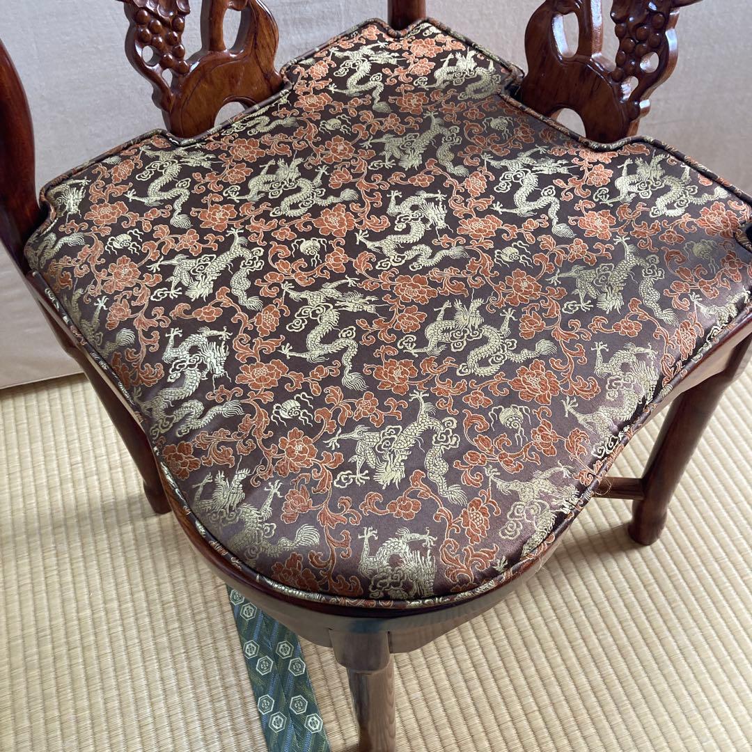 NAHO　唐木家具花梨材無垢材 アー ムチェアー 透かし彫シノワズリ