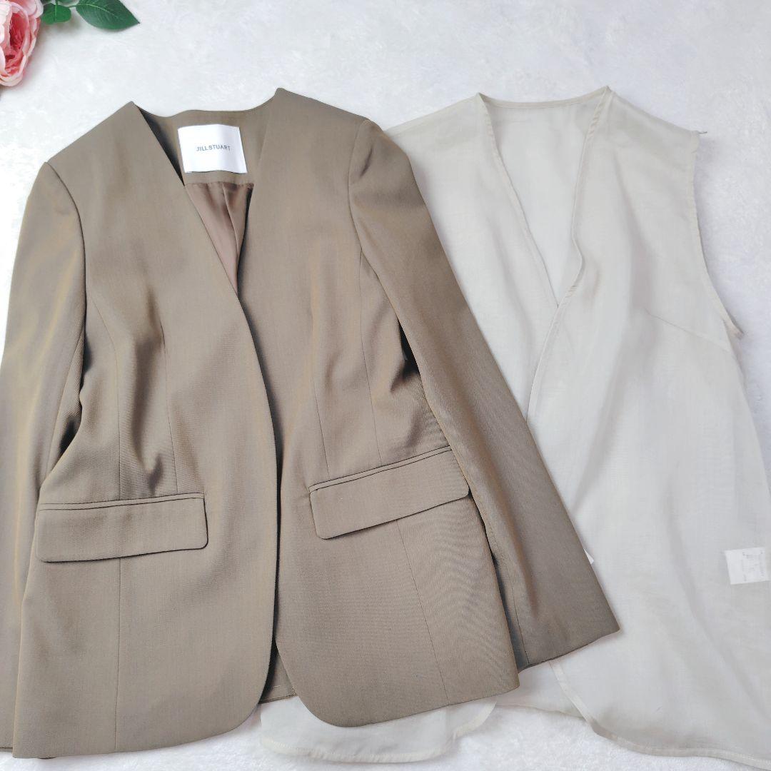 タグ付き未使用✨ジルスチュアート ノーカラージャケット シアーベスト S