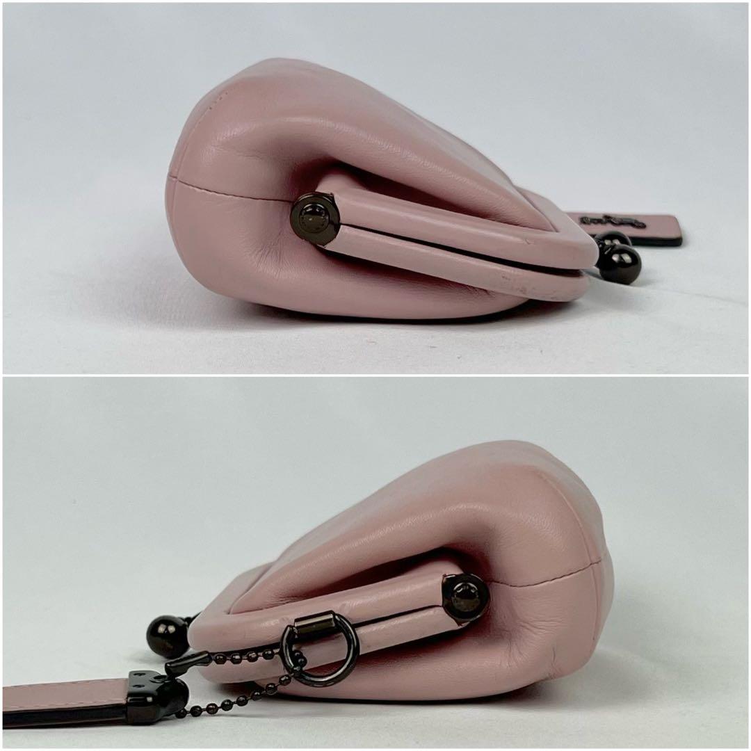 COACH コーチ キスロック がま口 ケース グラブタンレザー ピンク