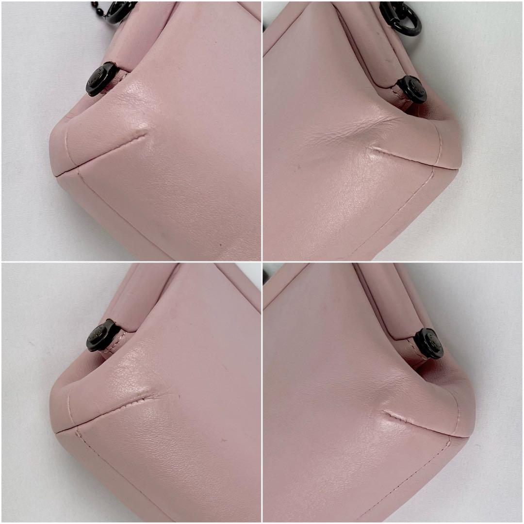 COACH コーチ キスロック がま口 ケース グラブタンレザー ピンク