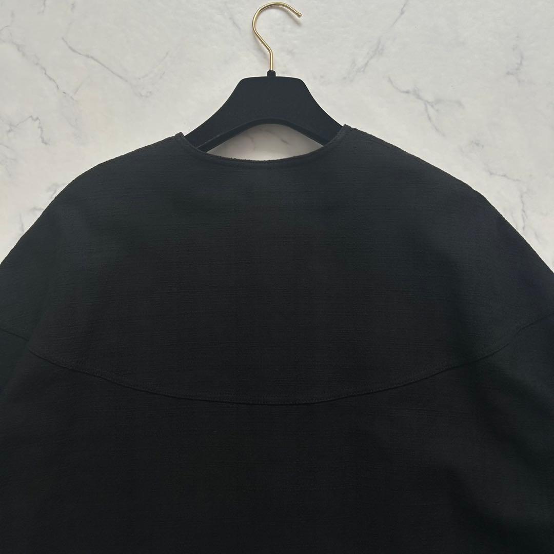 ドゥロワー ノーカラー フレアスリーブ ジャケット 36 ブラック