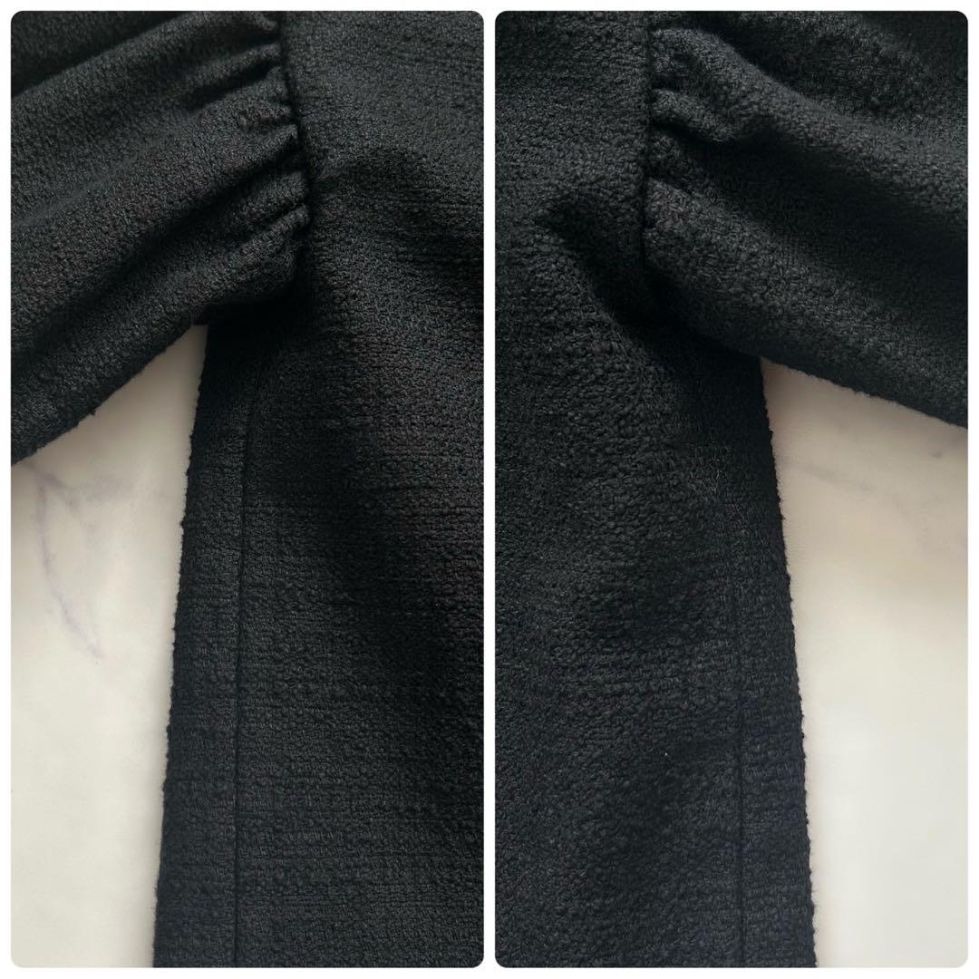 ドゥロワー ノーカラー フレアスリーブ ジャケット 36 ブラック