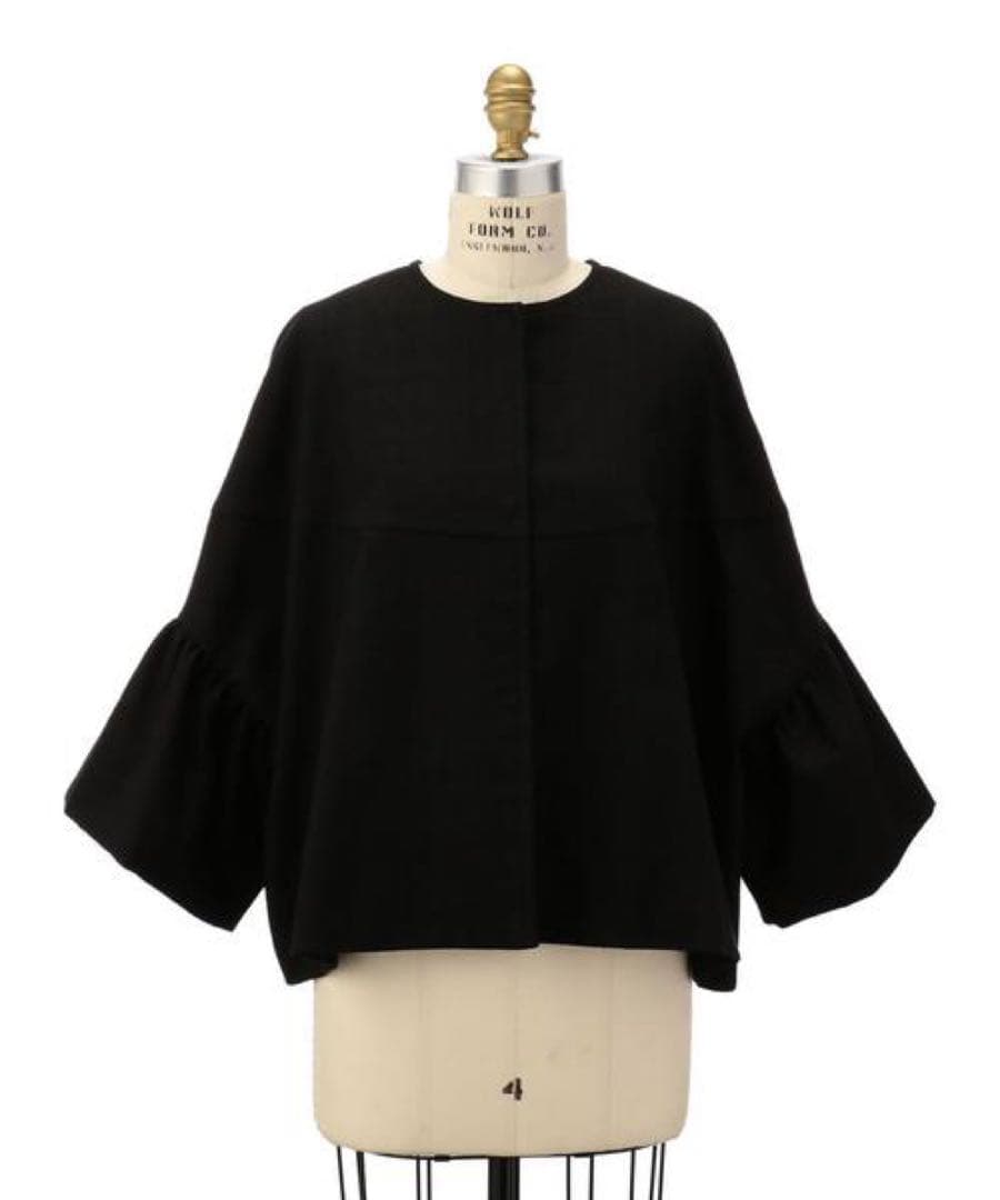 ドゥロワー ノーカラー フレアスリーブ ジャケット 36 ブラック