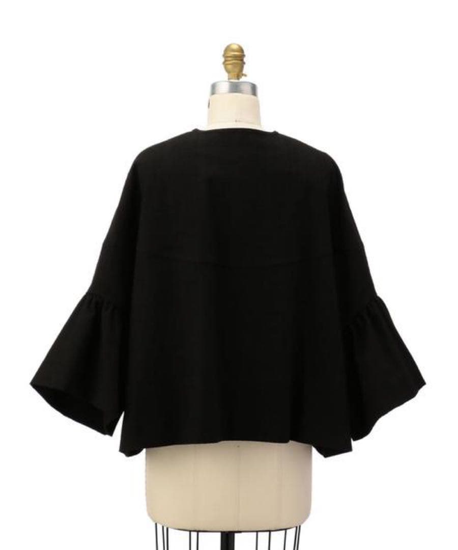 ドゥロワー ノーカラー フレアスリーブ ジャケット 36 ブラック