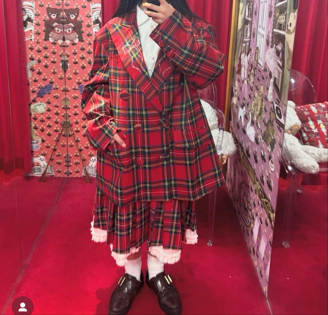 HEIHEI ピークドラペルリボンジャケット　チェック