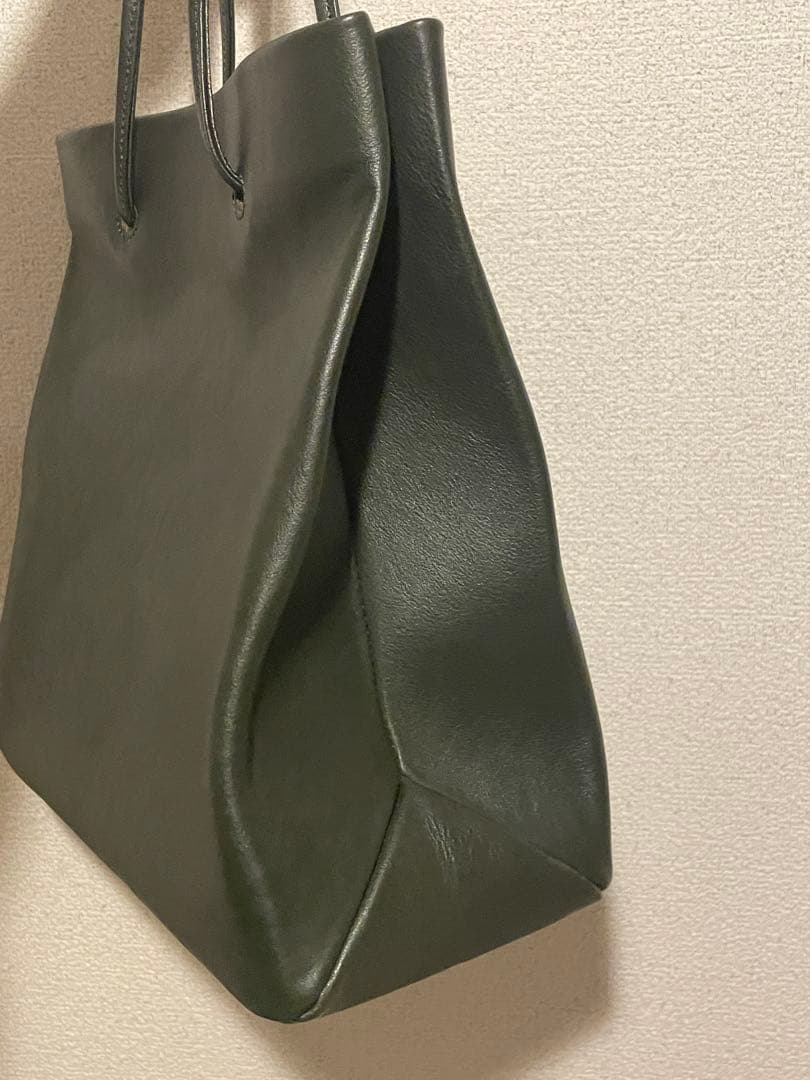 新進工房　大人革袋　グリーン　レザー　トート　緑　バック
