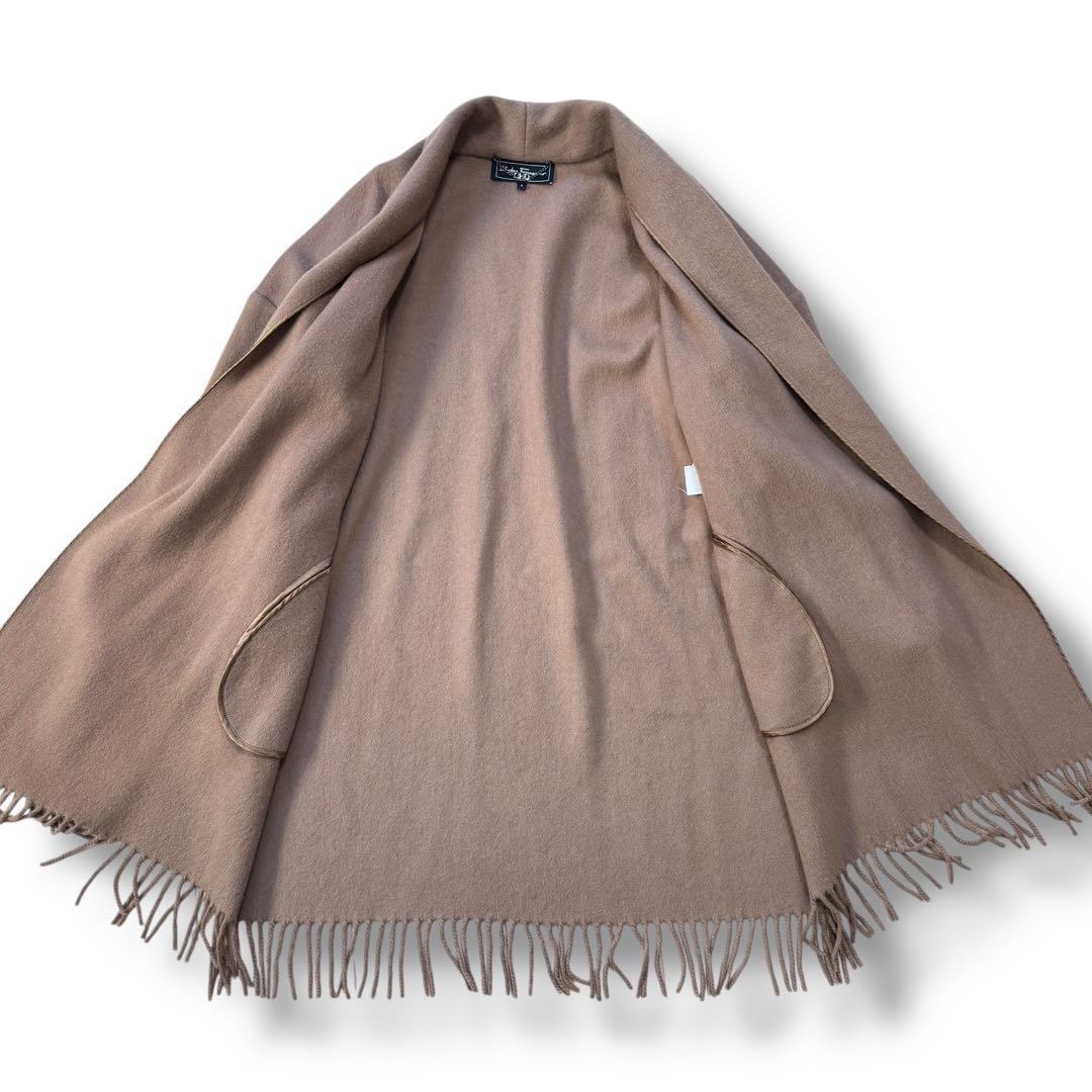 サルヴァトーレ・フェラガモ カシミヤ100% フリンジ ロングコート S