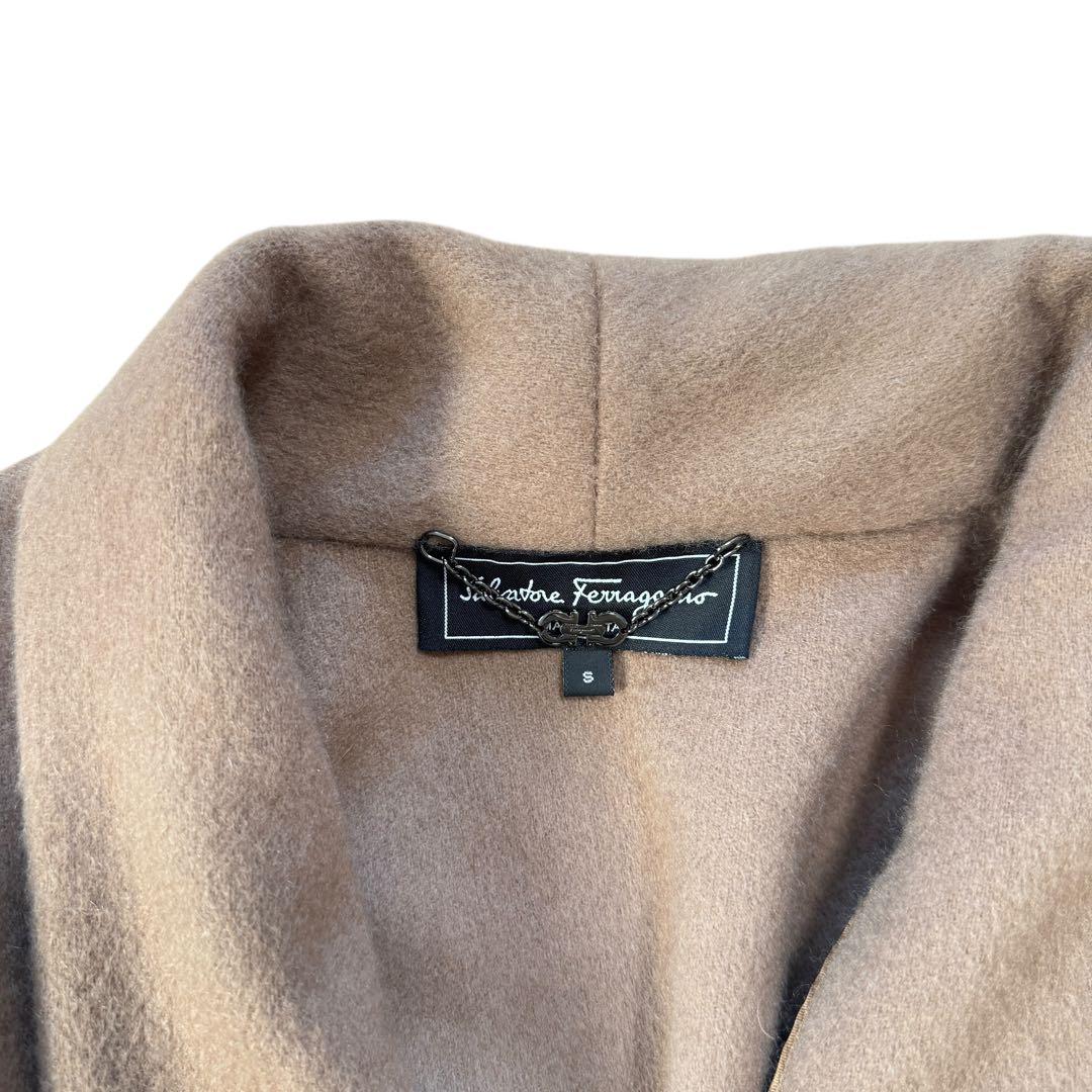 サルヴァトーレ・フェラガモ カシミヤ100% フリンジ ロングコート S