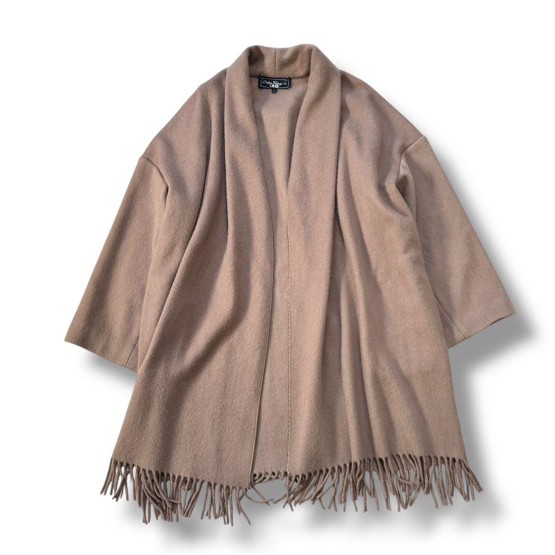 サルヴァトーレ・フェラガモ カシミヤ100% フリンジ ロングコート S