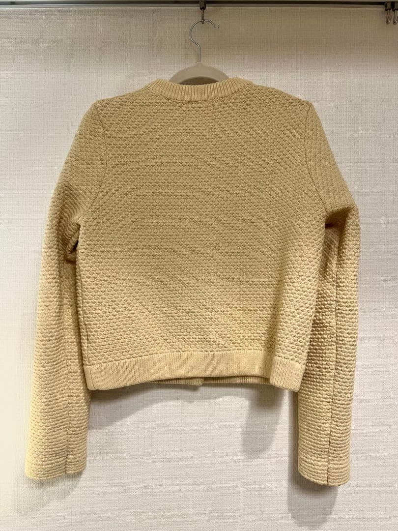 anuans ノーカラーニットジャケット　イエロー　M