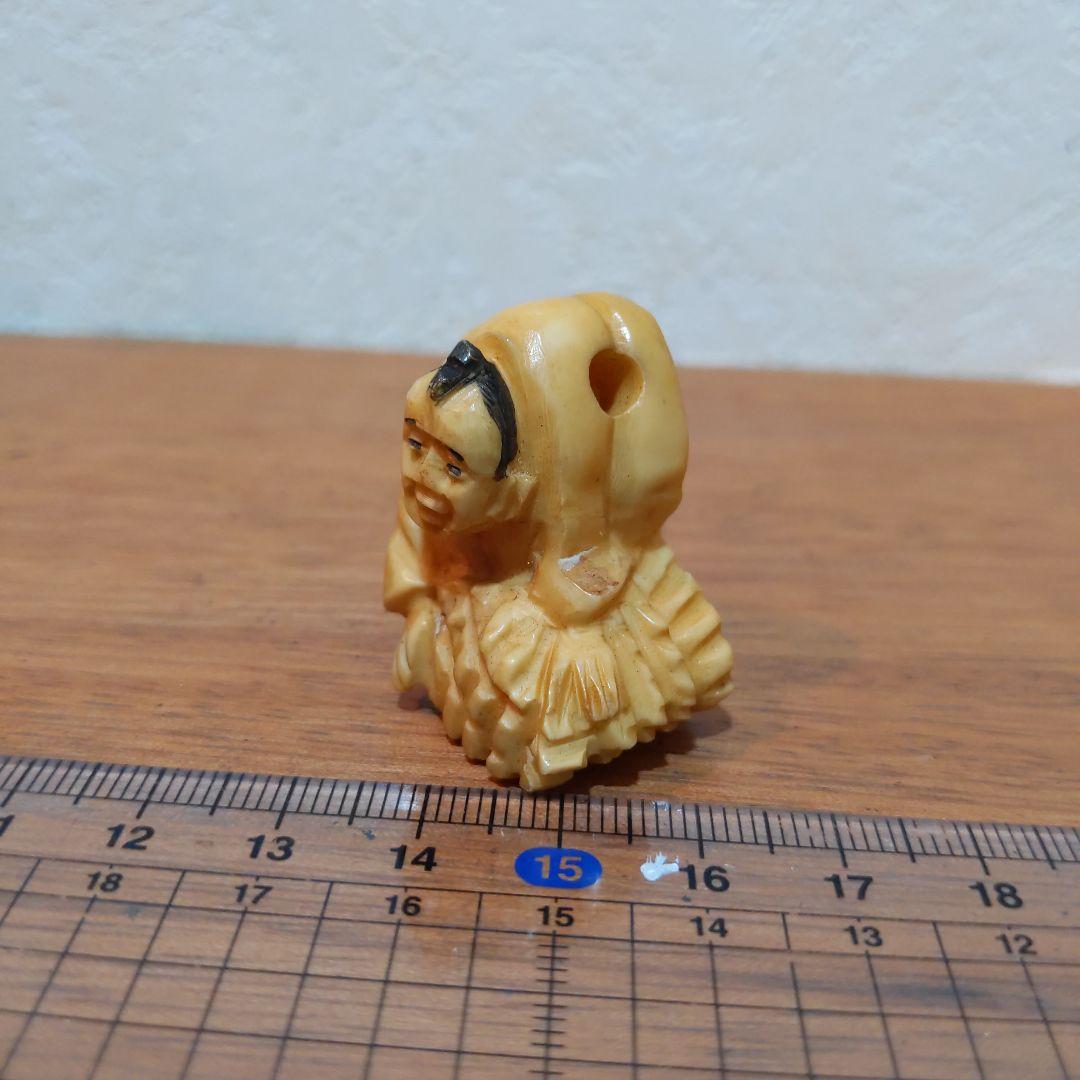 時代提物 人物根付 天然素材 在銘【江戸 薪売り人】高さ約3.5m 重さ約19ｇ