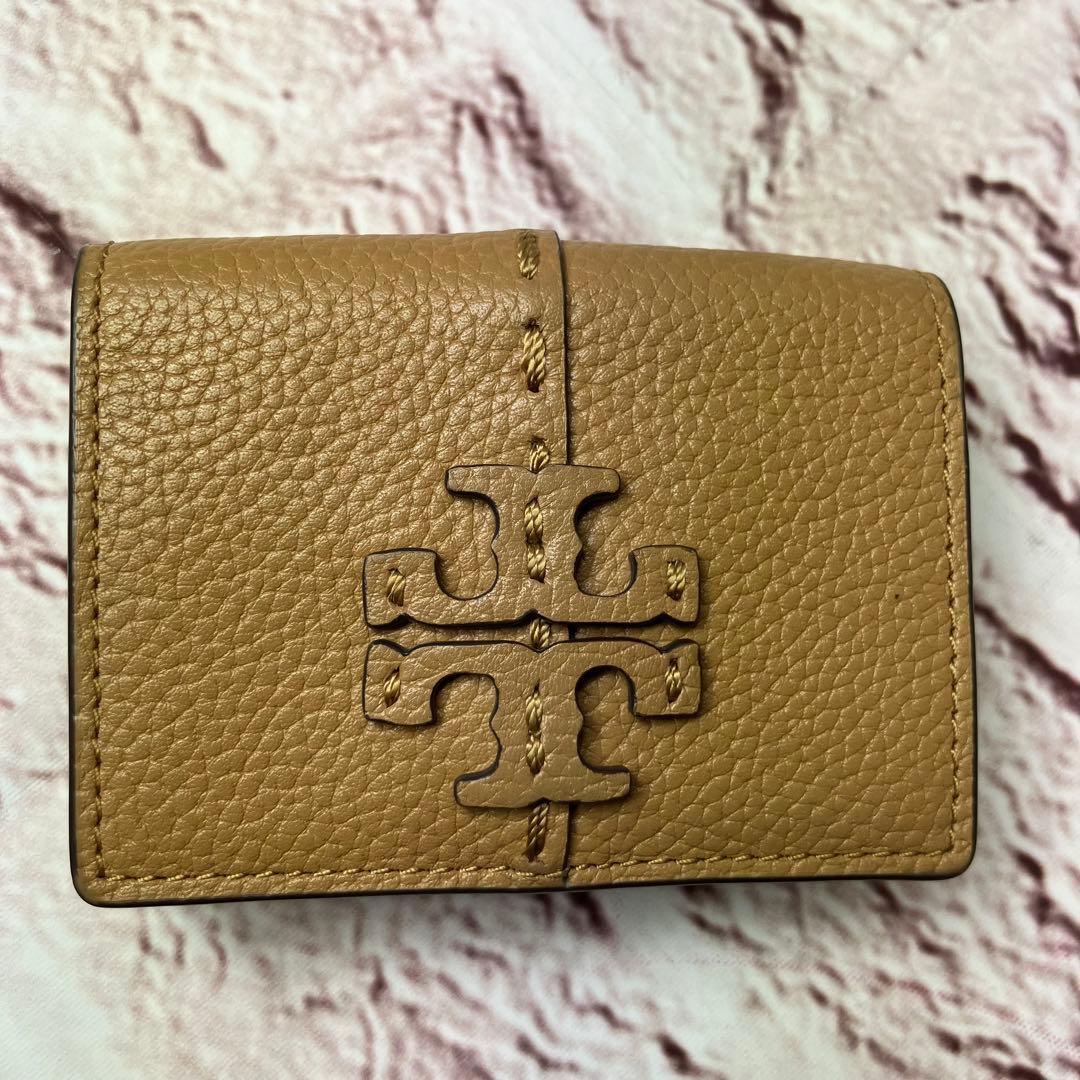 極美品✨トリーバーチ 三つ折り財布 マックグロー シボ革 レザー ステッチ