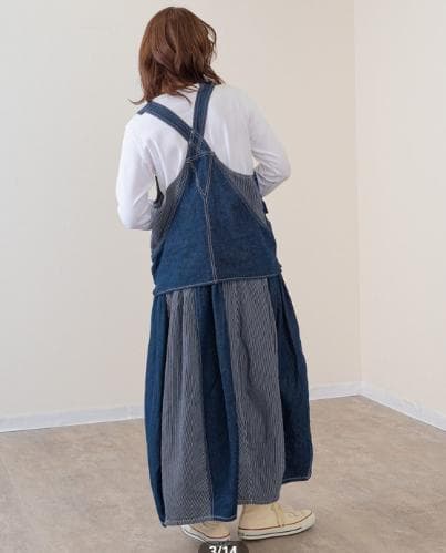 【新品タグ付き】mililopiulu レイヤード風切替バルーンデニムジャンスカ