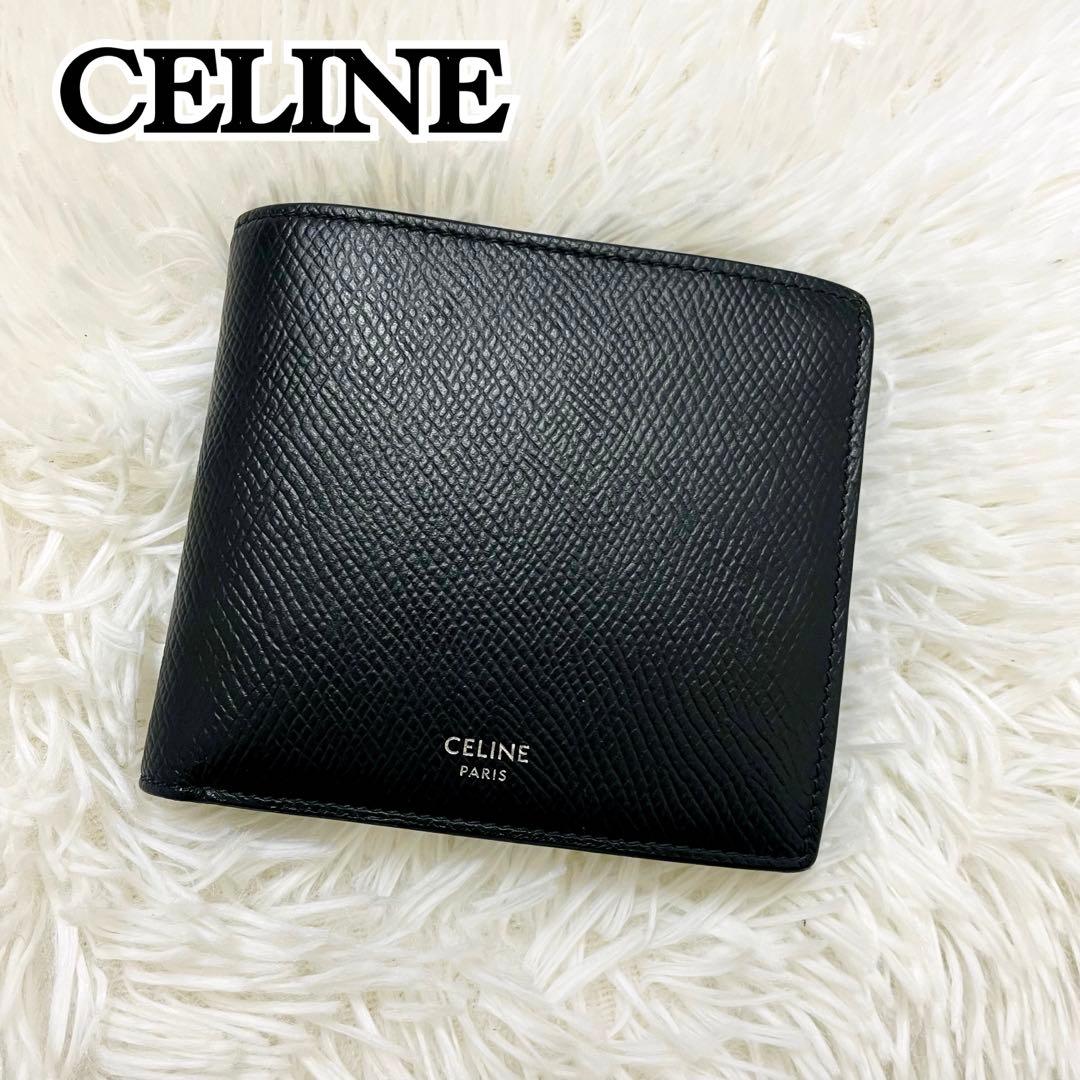 極美✨CELINE 二つ折り財布 バイフォールド レザー ブラック 新作