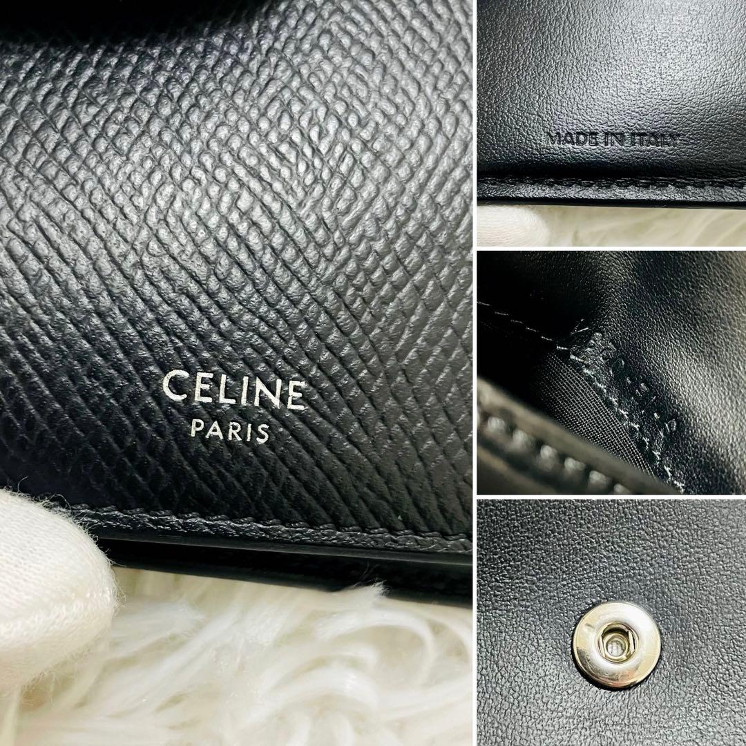 極美✨CELINE 二つ折り財布 バイフォールド レザー ブラック 新作