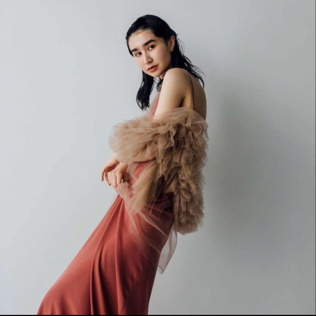 カラードレスチュールテラコッタニュアンス　キャミドレス　二次会パーティードレス