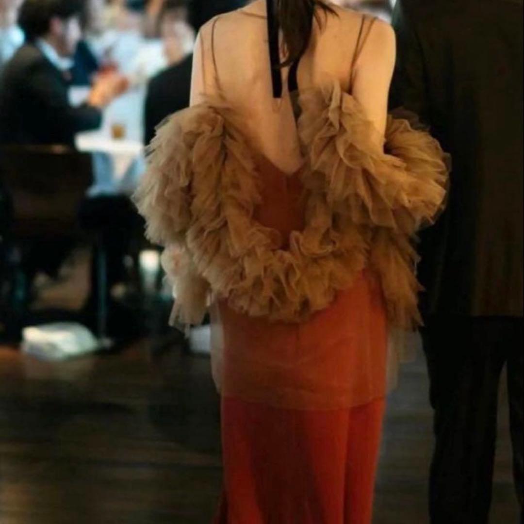 カラードレスチュールテラコッタニュアンス　キャミドレス　二次会パーティードレス