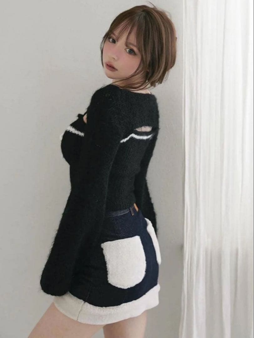 スカート and mary Fur pocket denim skirt M