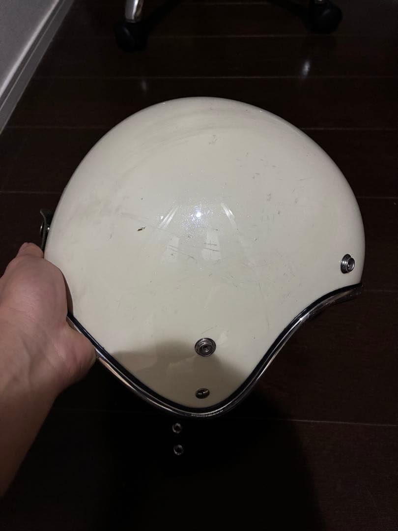 nobudz ヘルメット　白ラメ　銀縁