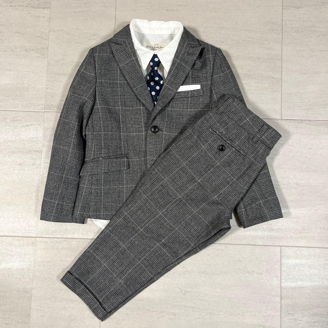 フォーマルスーツ 120 男の子スーツ 入学 卒園 チェック柄 ロングパンツ