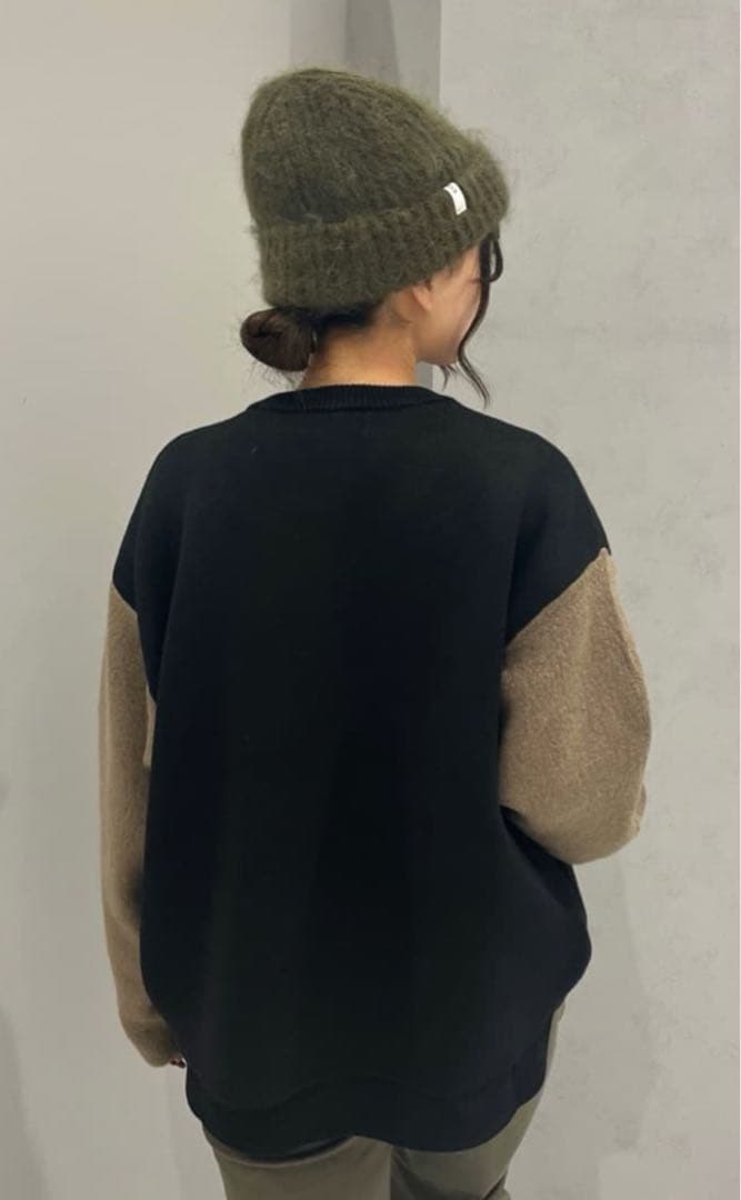 【新品未使用】ヤマダヤ　CLOVE バイカラーニットブルゾン　ブラック