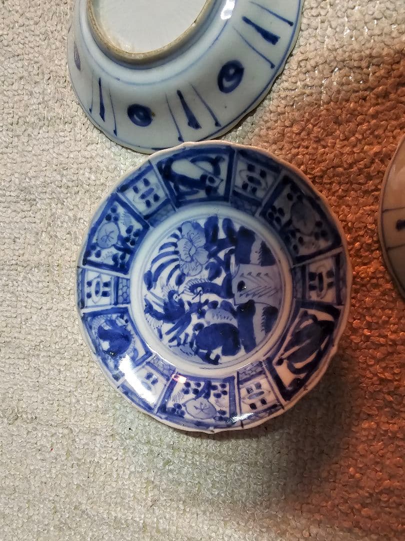 値下げ限界‼️早い者勝ち 新渡品 江戸後期から明治初 芙蓉 花鳥文 9客セット