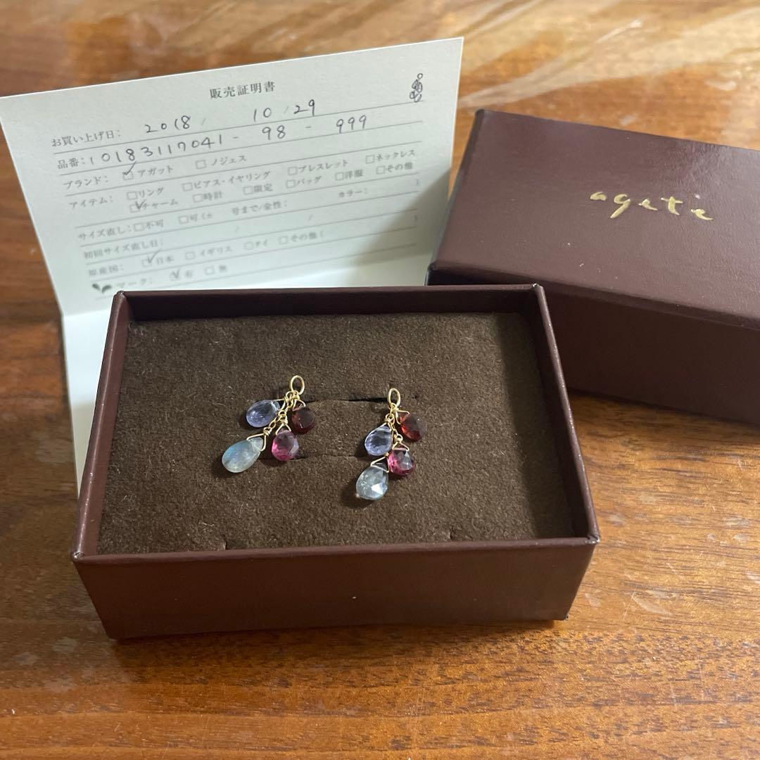 新品 アガット agete チャーム　アイオライト　ガーネット ラブラドライト