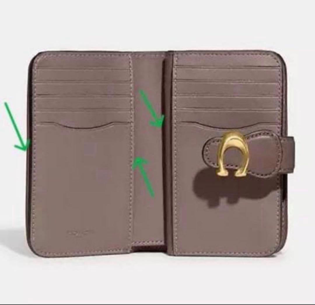 初売り　コーチCOACHタビー高級スムースレザー二つ折り財布　グレージュ