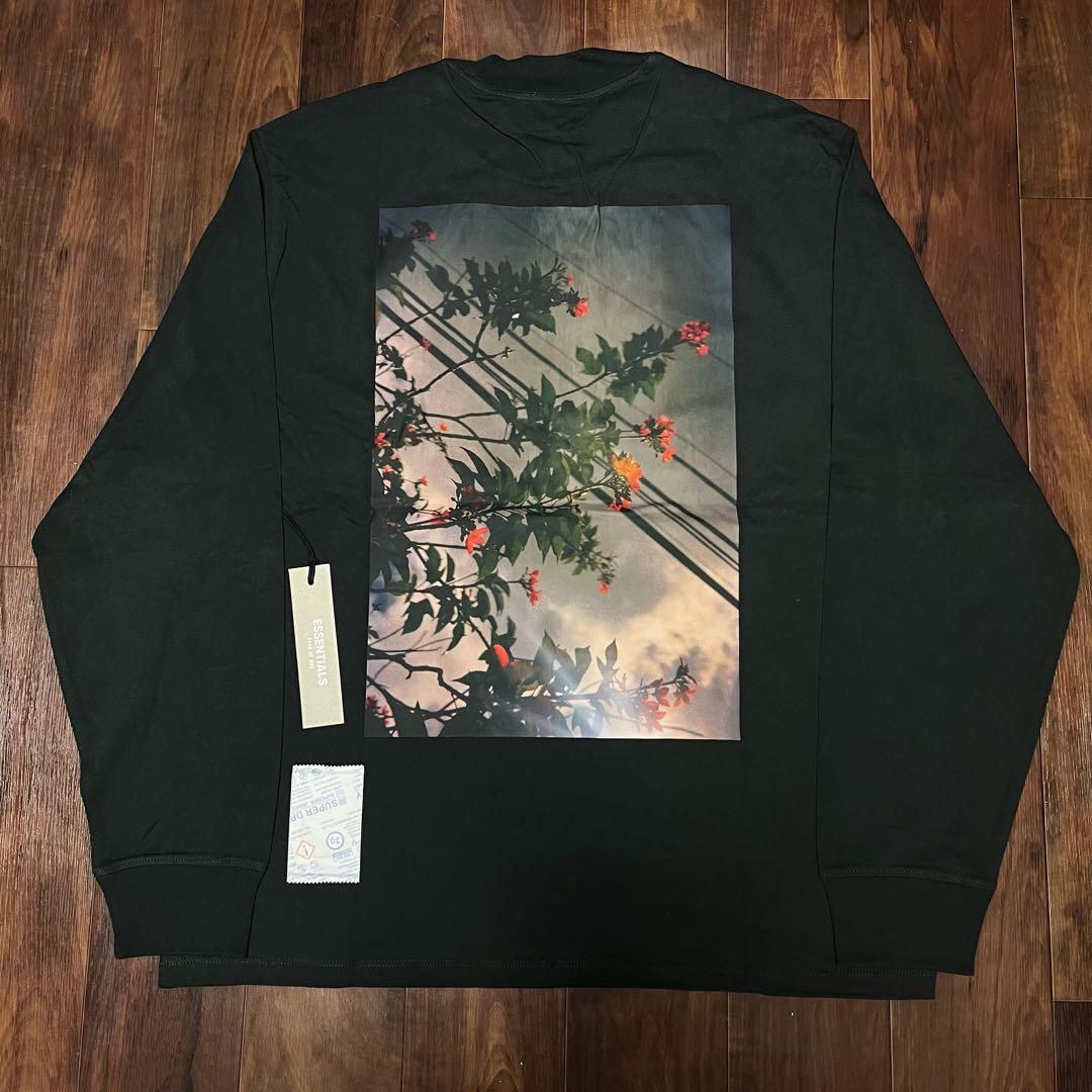 Fog Essentials tシャツ　長袖　ブラック　花卉カットソー　黒　ロゴ