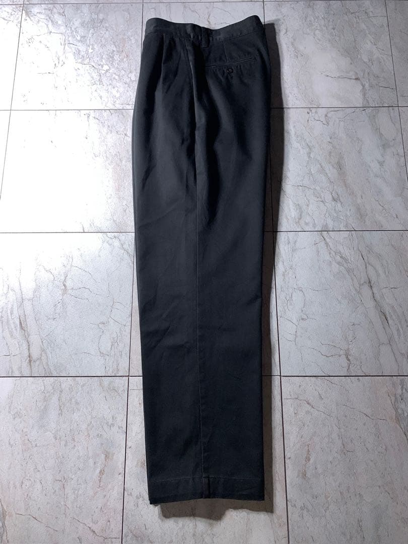 90s ラルフローレン 2タック ワイド ポロチノ パンツ ブラック W30