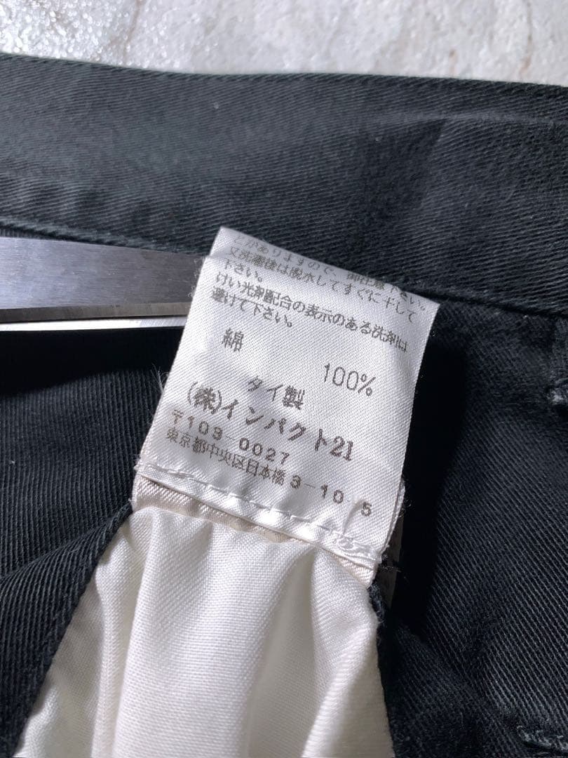 90s ラルフローレン 2タック ワイド ポロチノ パンツ ブラック W30