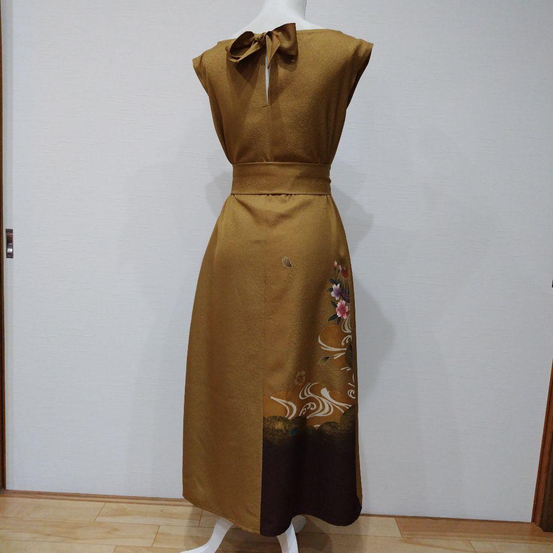 振袖　フレンチワンピースドレス 　リボン付き　福寿茶色　新品未使用品