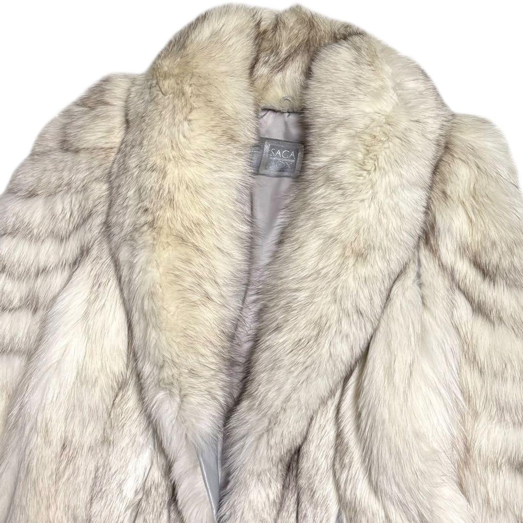 SAGA FOX ブルーフォックス ファーコート 毛皮 ボリューム襟 着丈69