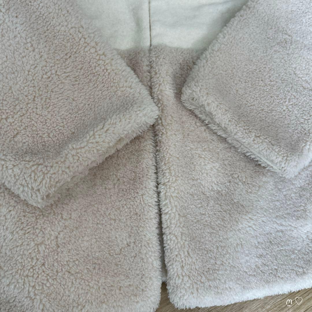 yoriヨリ　Vネックファーショートコート　Fフリーサイズ　ホワイト　ボア切替