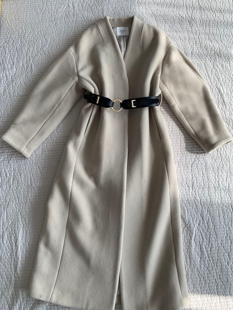 ameri UND PLUMP SLEEVE BELTED COATロングコート