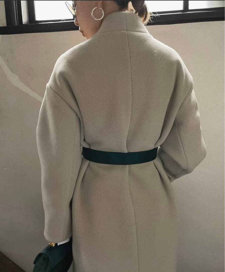 ameri UND PLUMP SLEEVE BELTED COATロングコート